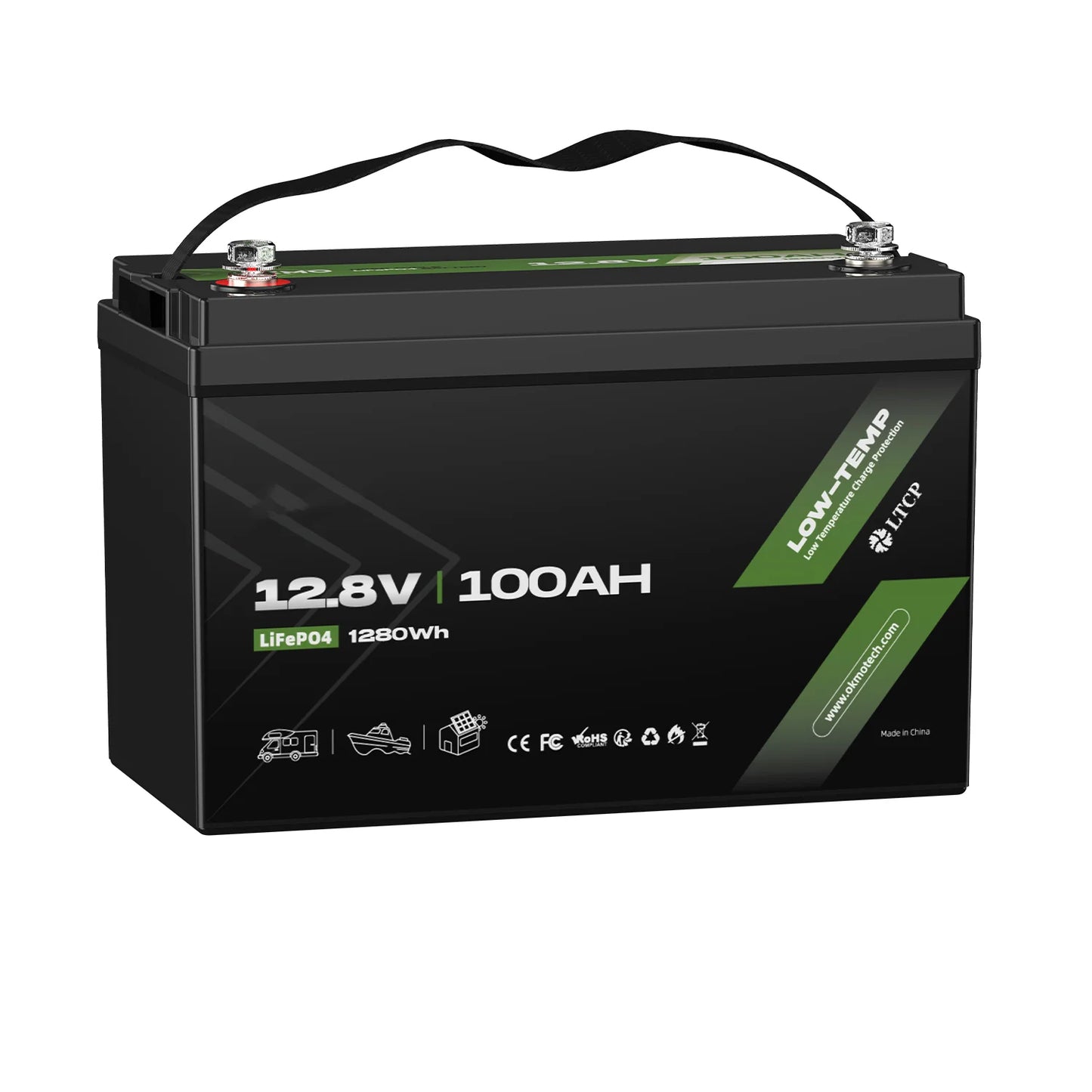 Grand Tai 12V 100Ah LiFePO4 Lithium Battery 100A BMS Deep Cycles for RV, Vans & Camper Batteries