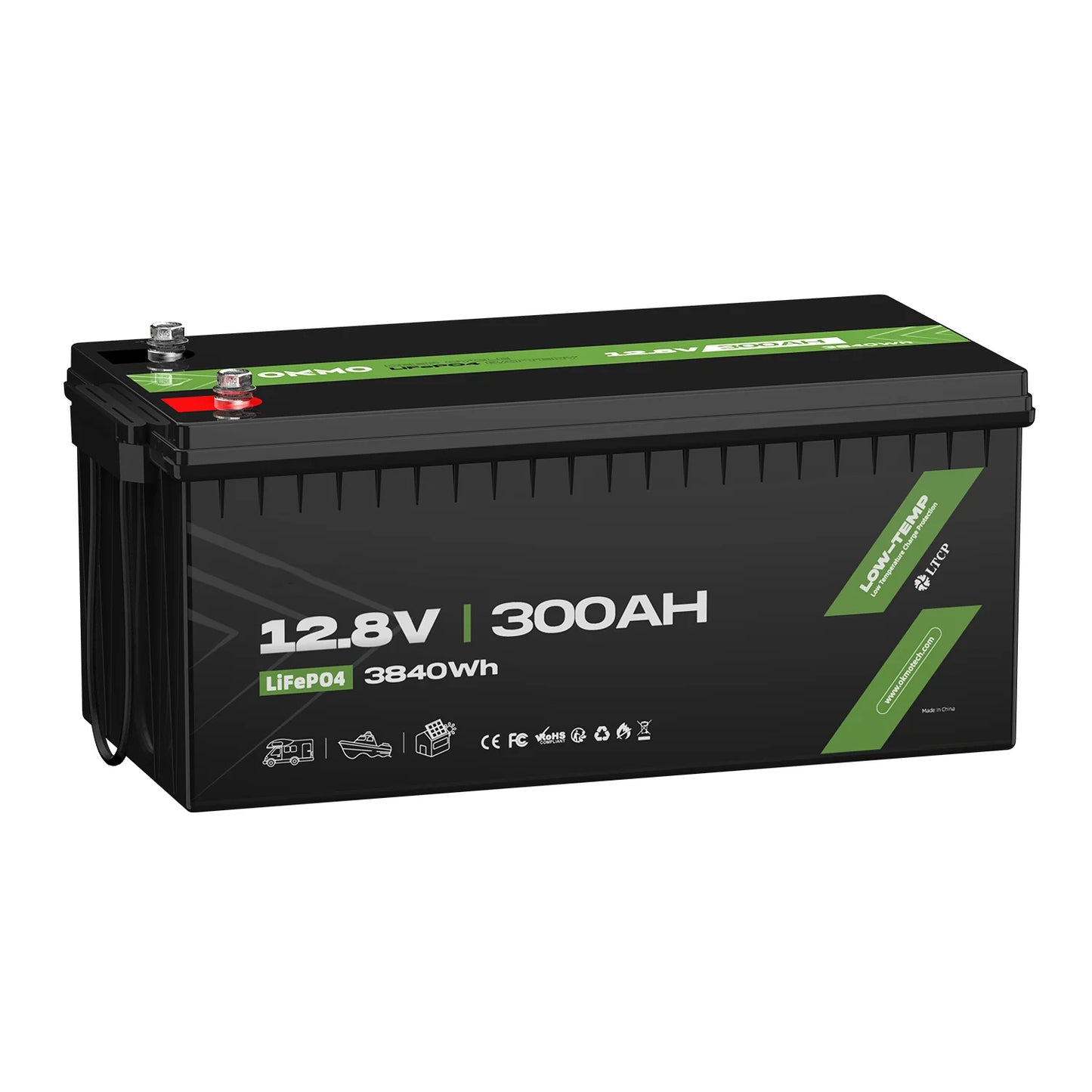 Grand Tai 12V 300Ah LiFePO4 Lithium Battery 100A BMS Deep Cycles for RV, Vans & Camper Batteries